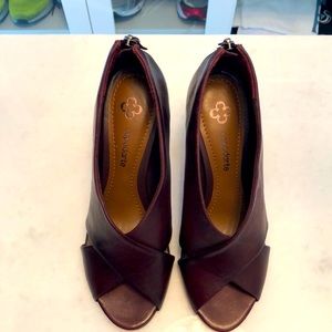 Peep Toe Brown Leather Shoes